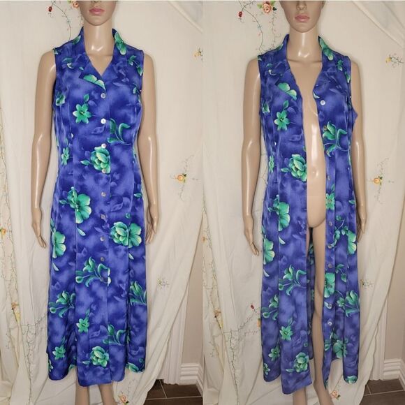 VTG Miss Dorby Blue and green  Hawaiian casual Dress. - Picture 5 of 14
